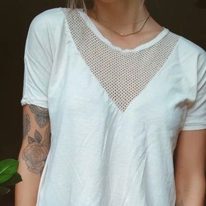 Ragdoll light peach coloured tee with mesh